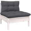 Loungegrupp med dynor 11 delar vit massiv furu vidaXL – miniatyr 6