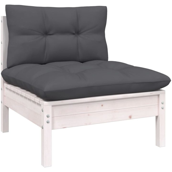 Loungegrupp med dynor 11 delar vit massiv furu vidaXL – bild 6