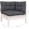 Loungegrupp med dynor 11 delar vit massiv furu vidaXL – miniatyr 7