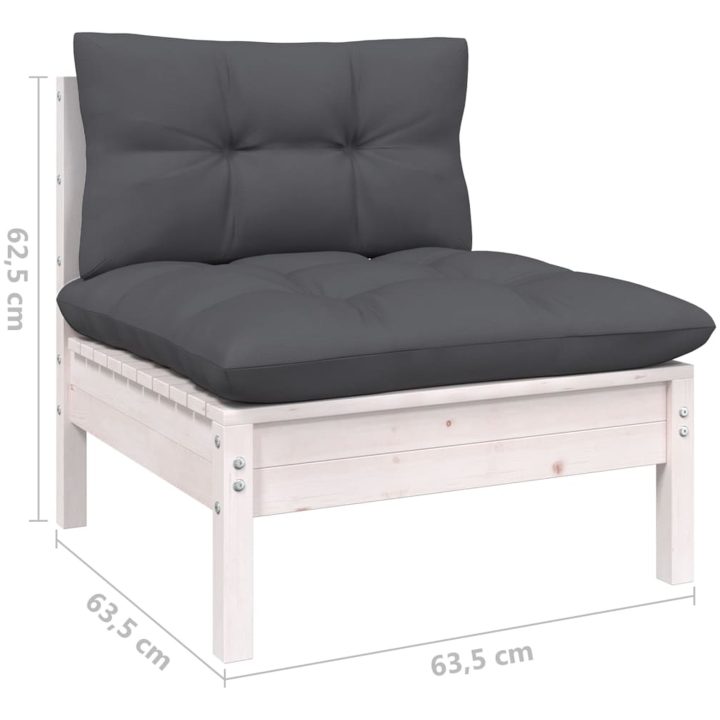 Loungegrupp med dynor 11 delar vit massiv furu vidaXL – bild 9
