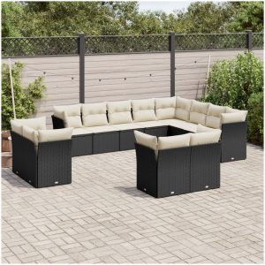 Loungegrupp med dynor 12 delar svart konstrotting vidaXL