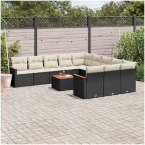 Loungegrupp med dynor 12 delar svart konstrotting vidaXL