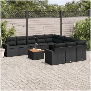 Loungegrupp med dynor 12 delar svart konstrotting vidaXL