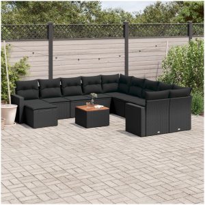 Loungegrupp med dynor 12 delar svart konstrotting vidaXL