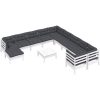 Loungegrupp med dynor 12 delar vit massiv furu vidaXL – miniatyr 3
