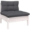 Loungegrupp med dynor 12 delar vit massiv furu vidaXL – miniatyr 5