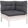 Loungegrupp med dynor 12 delar vit massiv furu vidaXL – miniatyr 6
