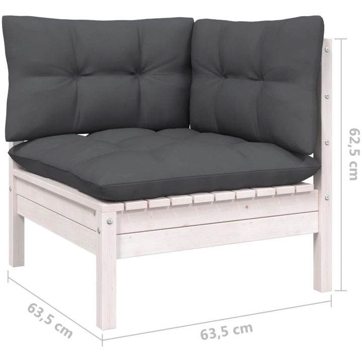 Loungegrupp med dynor 12 delar vit massiv furu vidaXL – bild 8