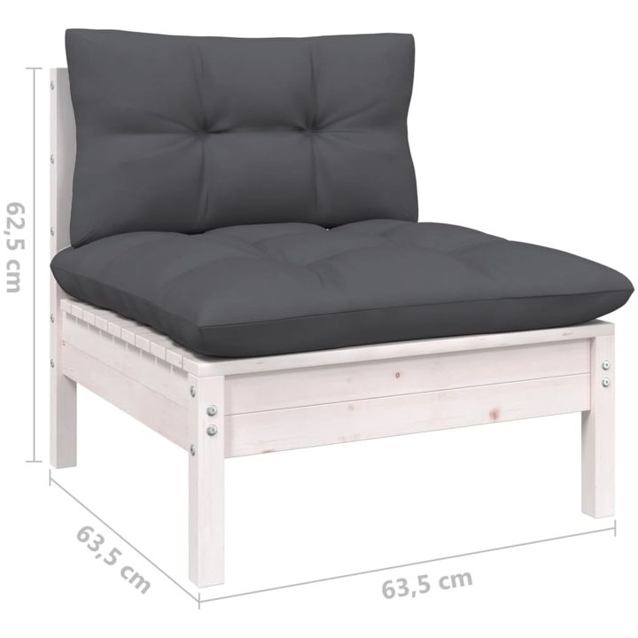 Loungegrupp med dynor 12 delar vit massiv furu vidaXL – bild 9