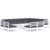 Loungegrupp med dynor 13 delar vit massiv furu vidaXL – miniatyr 2
