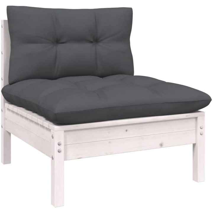 Loungegrupp med dynor 13 delar vit massiv furu vidaXL – bild 4