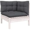 Loungegrupp med dynor 13 delar vit massiv furu vidaXL – miniatyr 5