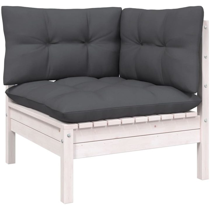 Loungegrupp med dynor 13 delar vit massiv furu vidaXL – bild 5