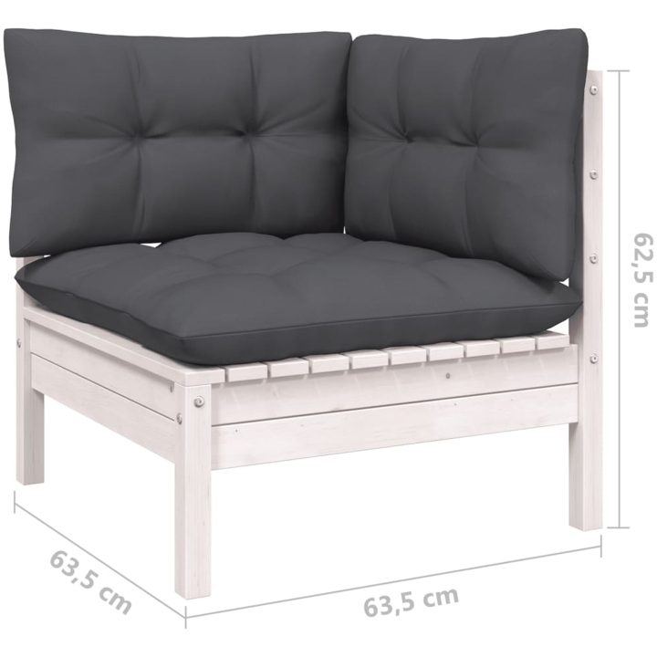 Loungegrupp med dynor 13 delar vit massiv furu vidaXL – bild 8