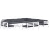 Loungegrupp med dynor 14 delar vit massiv furu vidaXL – miniatyr 3