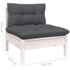 Loungegrupp med dynor 14 delar vit massiv furu vidaXL – miniatyr 7