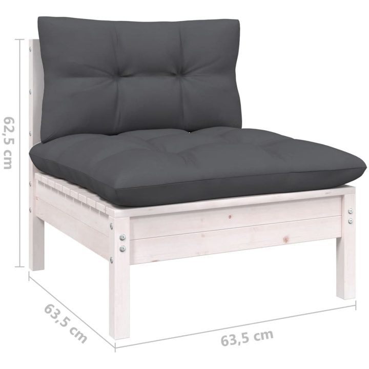 Loungegrupp med dynor 14 delar vit massiv furu vidaXL – bild 7