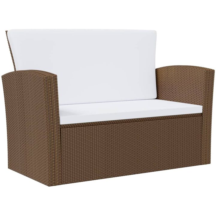 Loungegrupp med dynor 16 delar konstrotting brun vidaXL – bild 5