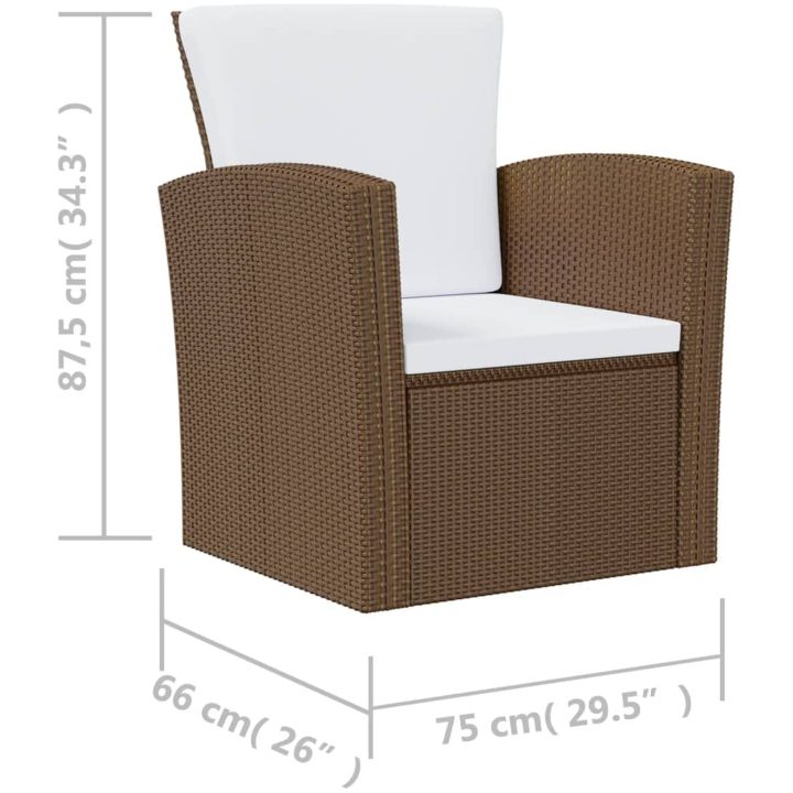 Loungegrupp med dynor 16 delar konstrotting brun vidaXL – bild 9