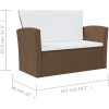 Loungegrupp med dynor 16 delar konstrotting brun vidaXL – miniatyr 10