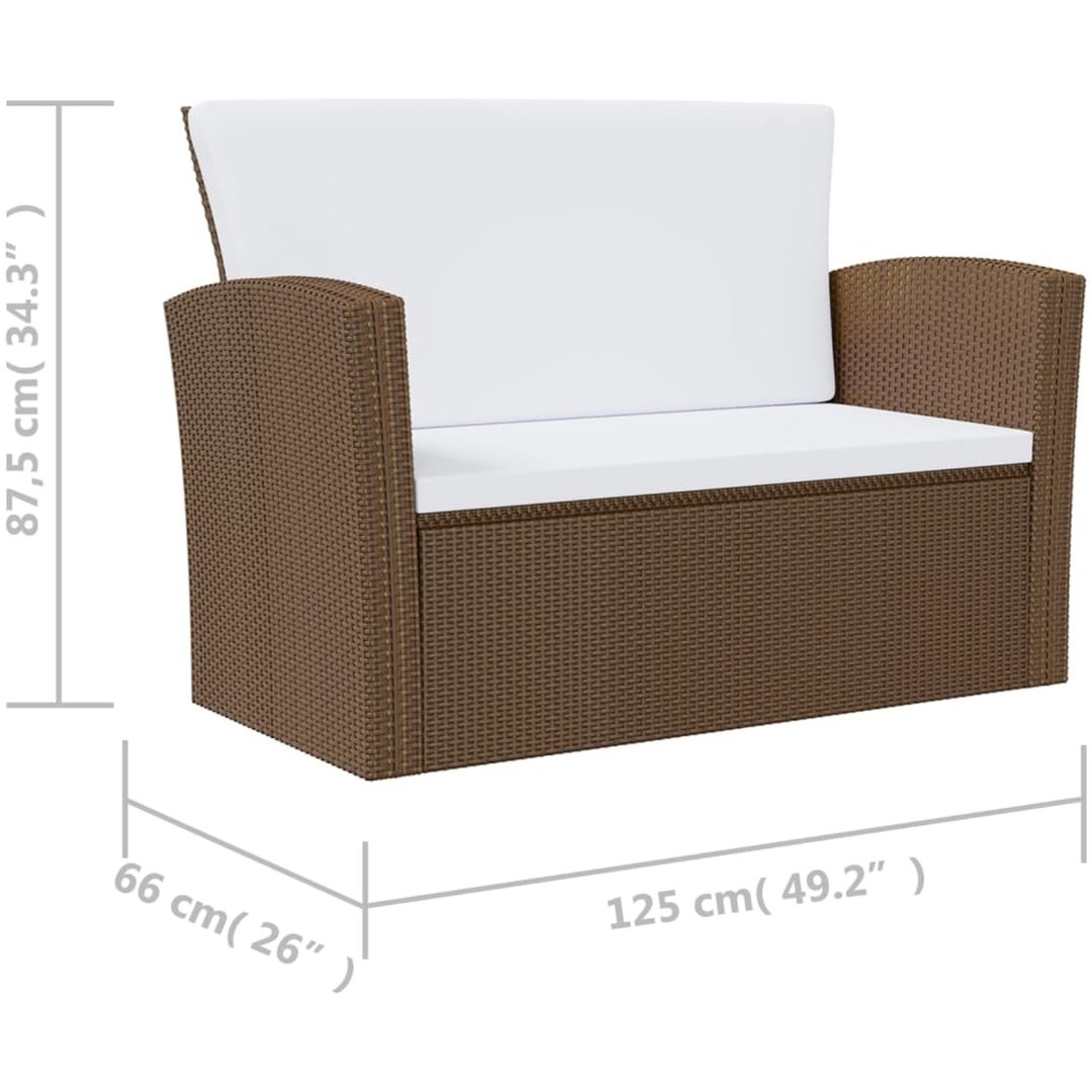 Loungegrupp med dynor 16 delar konstrotting brun vidaXL – bild 10