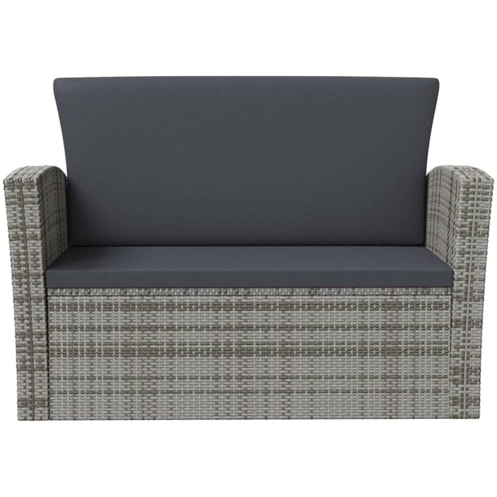 Loungegrupp med dynor 16 delar konstrotting grå vidaXL – bild 6