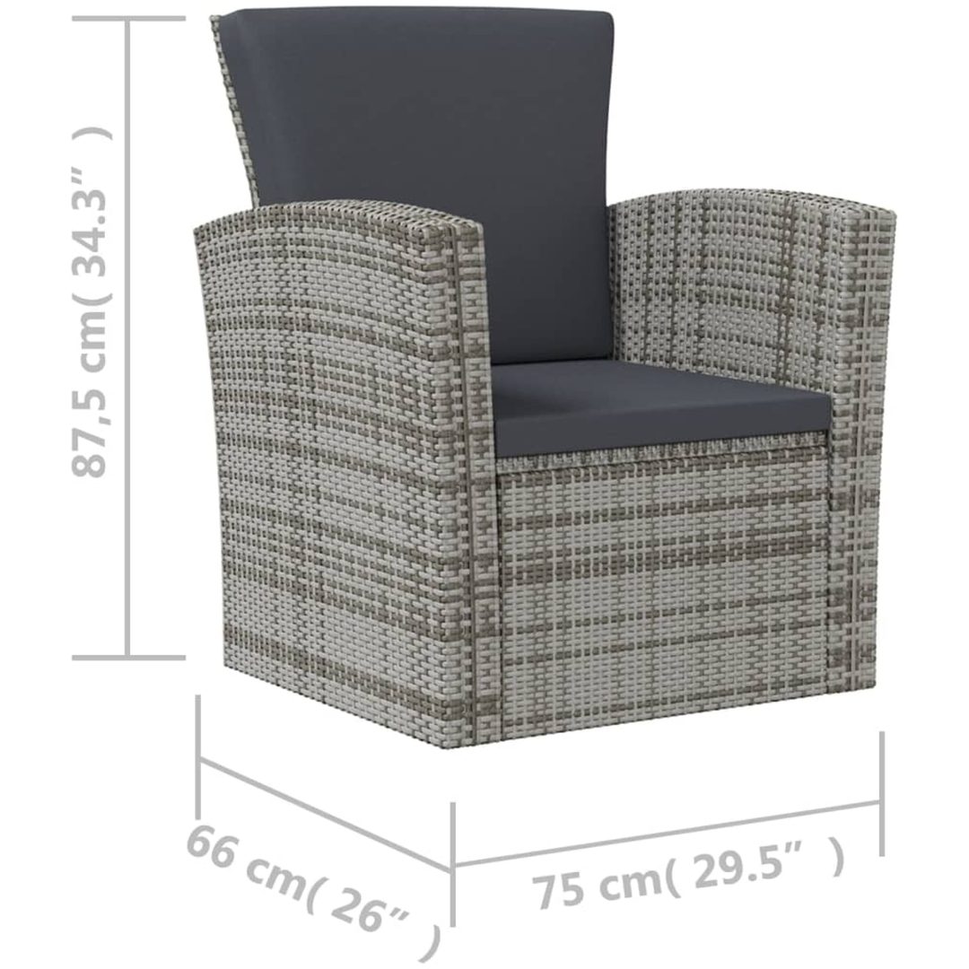 Loungegrupp med dynor 16 delar konstrotting grå vidaXL – bild 9