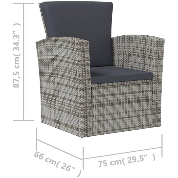Loungegrupp med dynor 16 delar konstrotting grå vidaXL – bild 9