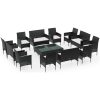 Loungegrupp med dynor 16 delar konstrotting svart vidaXL – miniatyr 2