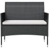 Loungegrupp med dynor 16 delar konstrotting svart vidaXL – miniatyr 4