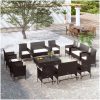 Loungegrupp med dynor 16 delar konstrotting svart vidaXL – miniatyr 1
