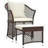 Loungegrupp med dynor 2 delar brun konstrotting vidaXL – miniatyr 2