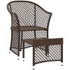 Loungegrupp med dynor 2 delar brun konstrotting vidaXL – miniatyr 7