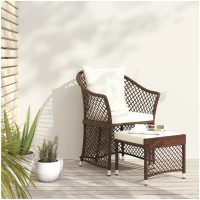Loungegrupp med dynor 2 delar brun konstrotting vidaXL