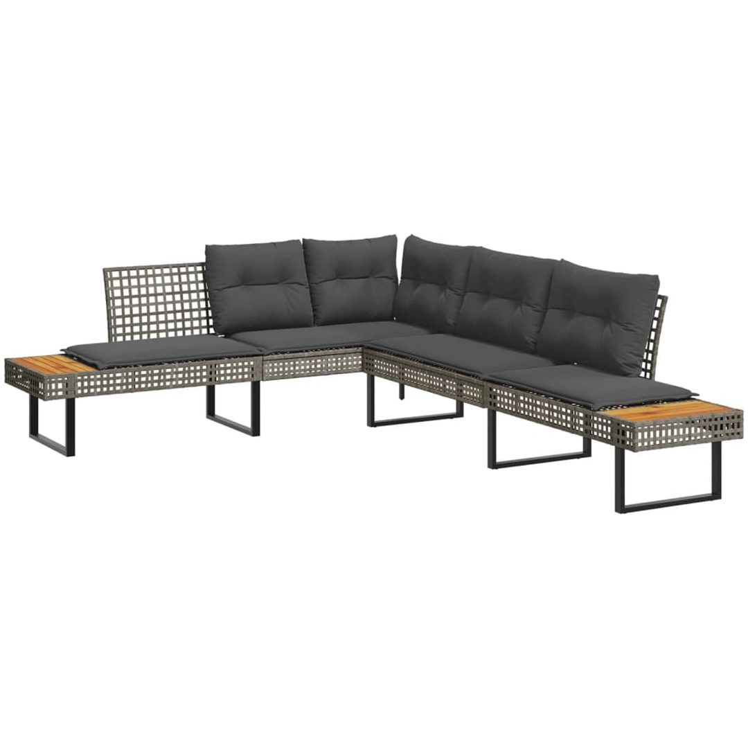 Loungegrupp med dynor 2 delar grå konstrotting glas vidaXL – bild 3