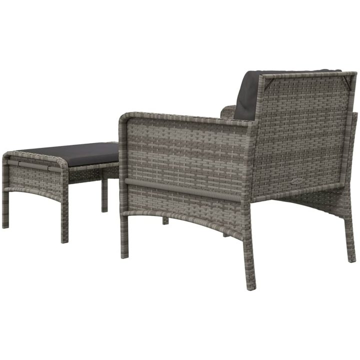 Loungegrupp med dynor 2 delar grå konstrotting vidaXL – bild 6