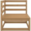 Loungegrupp med dynor 2 delar honungsbrun massiv furu vidaXL – miniatyr 2