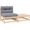 Loungegrupp med dynor 2 delar massiv furu vidaXL – miniatyr 1