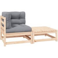 Loungegrupp med dynor 2 delar massiv furu vidaXL
