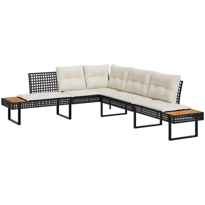 Loungegrupp med dynor 2 delar svart konstrotting glas vidaXL – bild 3
