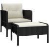 Loungegrupp med dynor 2 delar svart konstrotting vidaXL – miniatyr 2