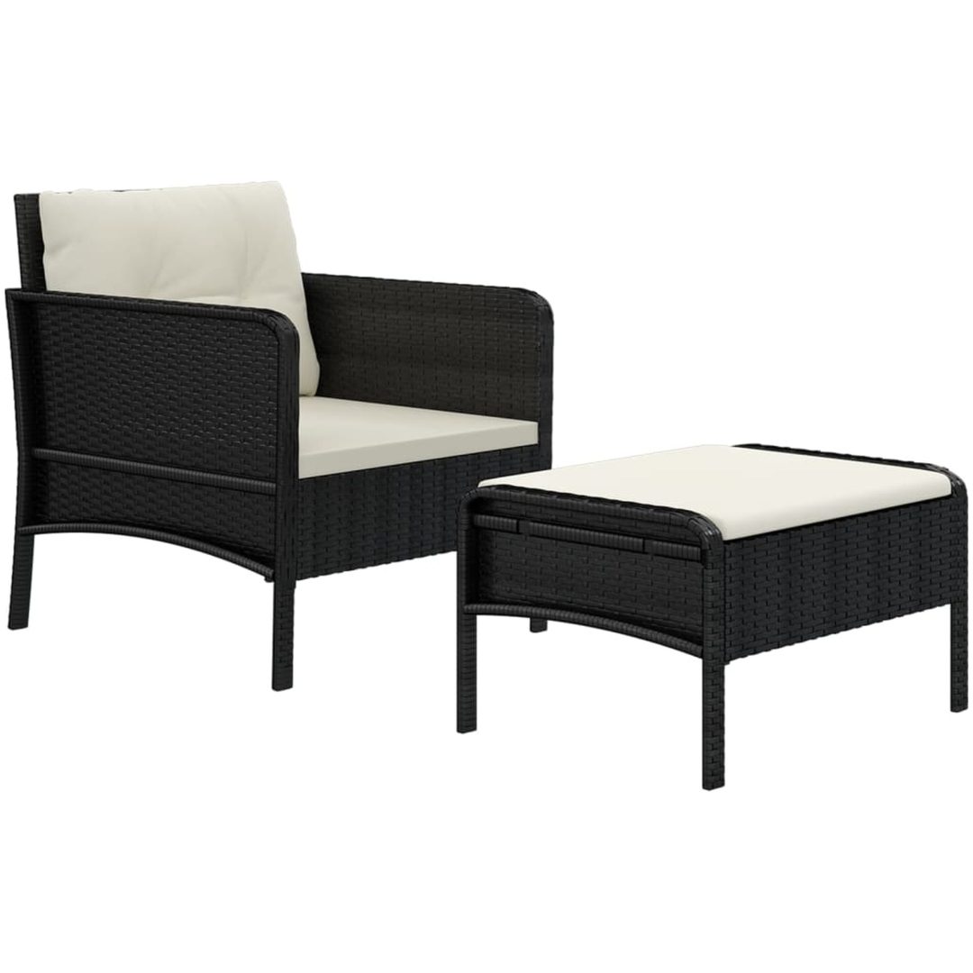 Loungegrupp med dynor 2 delar svart konstrotting vidaXL – bild 3