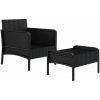 Loungegrupp med dynor 2 delar svart konstrotting vidaXL – miniatyr 4