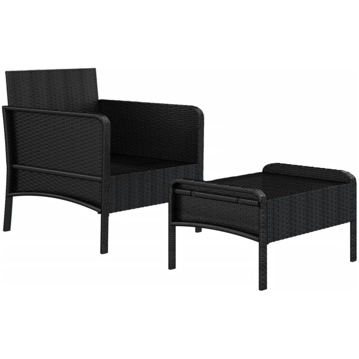 Loungegrupp med dynor 2 delar svart konstrotting vidaXL – bild 4