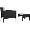Loungegrupp med dynor 2 delar svart konstrotting vidaXL – miniatyr 5