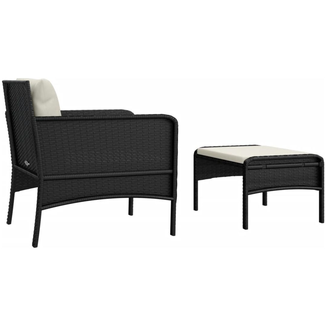 Loungegrupp med dynor 2 delar svart konstrotting vidaXL – bild 5