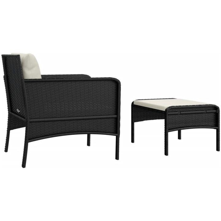 Loungegrupp med dynor 2 delar svart konstrotting vidaXL – bild 5