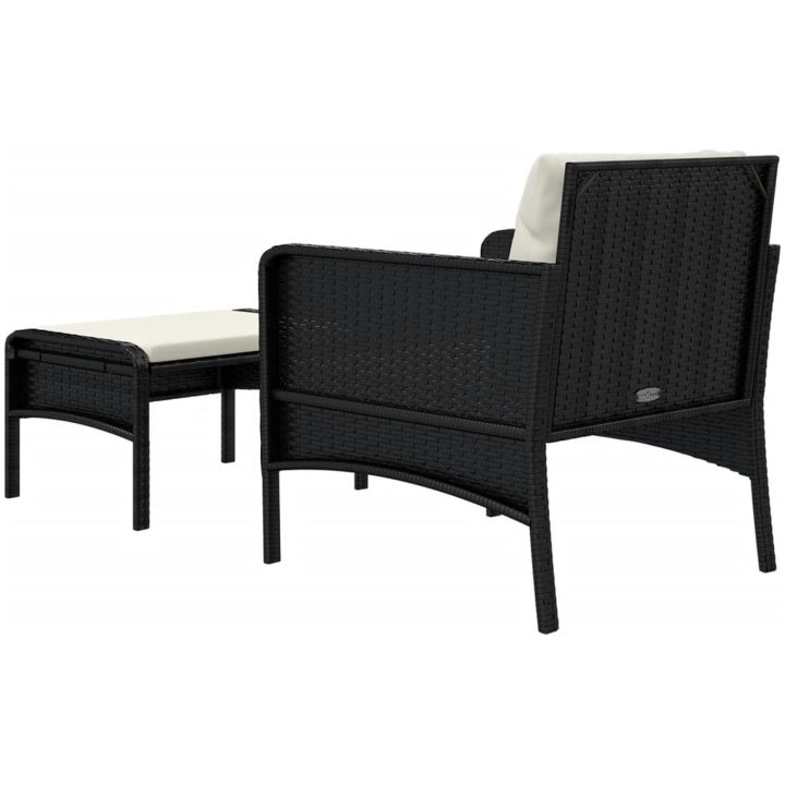 Loungegrupp med dynor 2 delar svart konstrotting vidaXL – bild 6