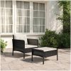 Loungegrupp med dynor 2 delar svart konstrotting vidaXL – miniatyr 1