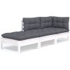 Loungegrupp med dynor 3 delar massiv furu vidaXL – miniatyr 2
